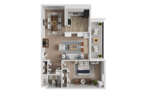 Floor plan for 1 bed, 1 bath, 710 sqft